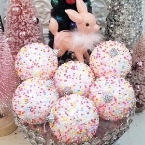 Candyland Sprinkle Colorful Christmas Ornament Balls - Bakery Candy Multi